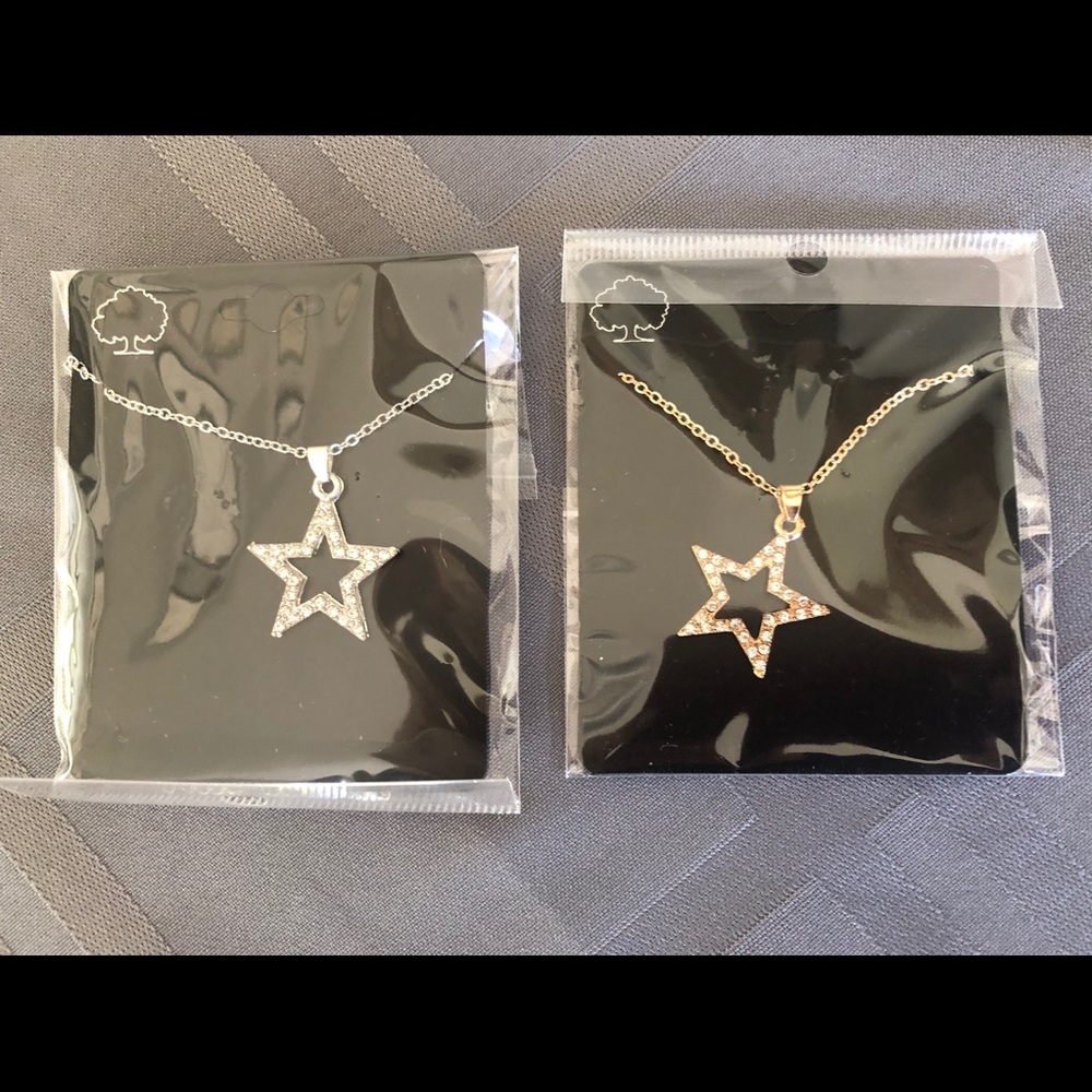 COPY - 2 star necklaces silver and golden NWT